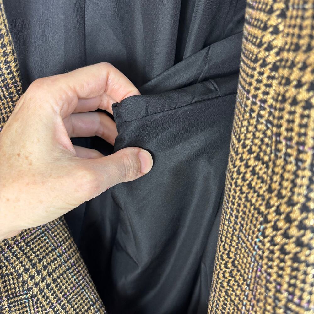 Nine West Double Breasted Blazer Jacket Brown Gold Metallic Plaid 3X NWOT NEW - Picture 14 of 14
